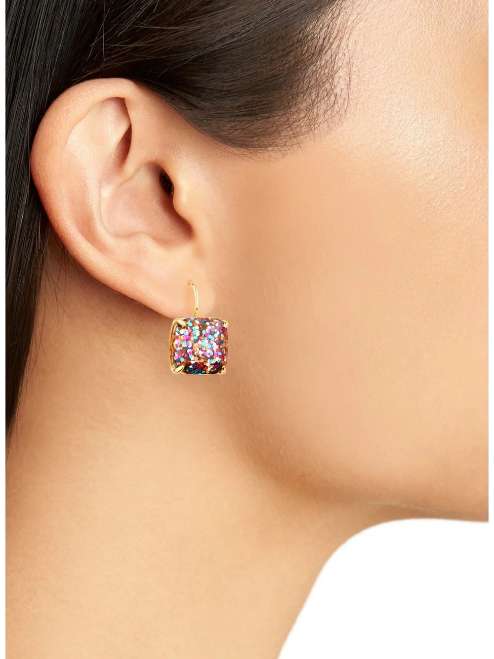 Kate Spade glitter small square lever-back earrings